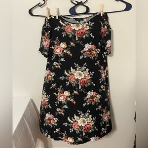 black floral shirt dress